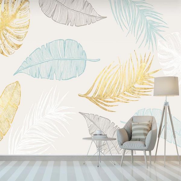 

seamless wallpaperminimalistic hand drawn small fresh golden tropical leaves bedroom background wall wallpapers