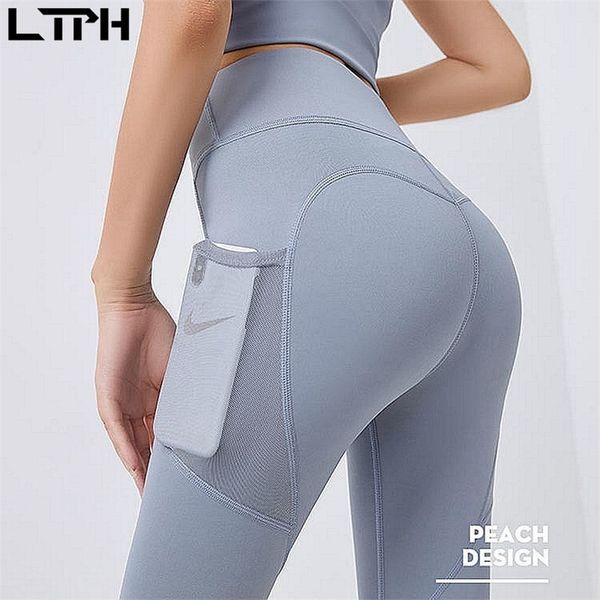 

ltph high waist booty lifting solid leggings sport women fitness small pocket gym plus size bodybuilding pants autumn 210423, Black;white