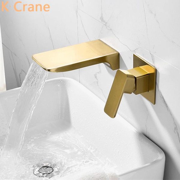 

concealed wall mount faucets bathroom waterfall bathtub tap cold water mixer mablack basin sink taraud gold torneiras c04