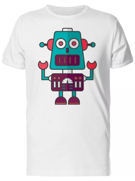 

funny cartoon robot men's tee -image by shutterstock, White;black