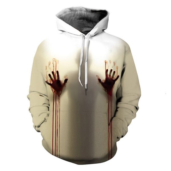 

2021 halloween new 3d horror hands digital print casual hoodie sweater, Black