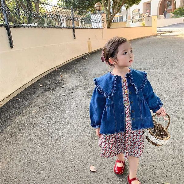 

milancel autumn kids coat soft deinm jacket big collar outerwear solid chidren outfit 211204, Blue;gray
