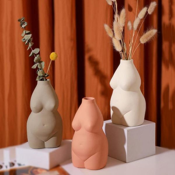 

vases nordic home decoration ceramic vase sculpture statue human body flower pot deskcreative fashion crafts gift