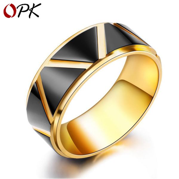 

selling fashion personality men's gold titanium steel ring korean jewelry, Black
