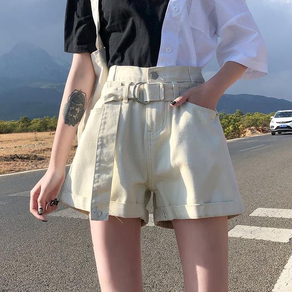 

women's jeans 2021 korean shorts feminino high waist pant jean women wide leg summer apricot taille haute femme vintage mom, Blue