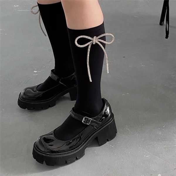 

pattkin medium tube children' handmade pure color band bow shows thin calf socks, Red;black