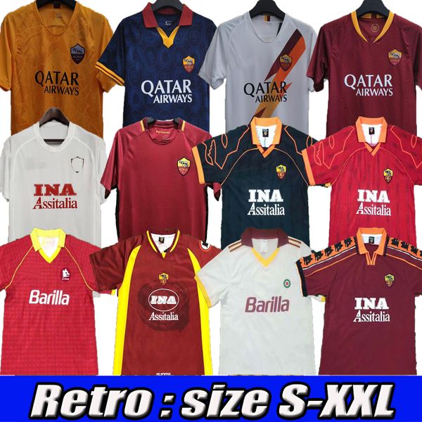 

men 17 18 19 20 retro roma soccer jerseys 96 97 98 99 00 01 02 89 90 91 92 94 giannini totti batistuta nakata nela balbo statuto tommasi vin, Black;yellow