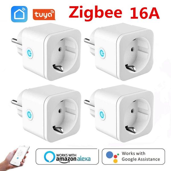 

smart power plugs zigbee plug 16a adapter monitor timer socket remote control tuya wireless outlet for alexa google home assistant hub