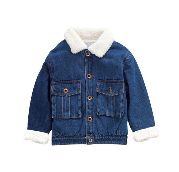 

boy's clothes denim jacket thick cotton coat, Blue;gray
