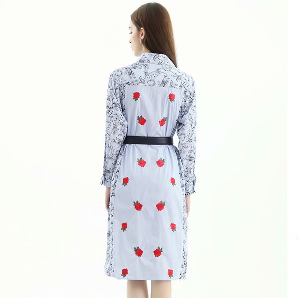 

dress seqinyy ed in cotton 2021 early spring fashion design female flowers red embroidered vintage imprint loose knee casual, Black;gray