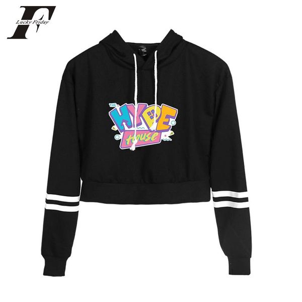 

women's hoodies & sweatshirts the house oversized hoodie hooded pullovers print fashion long sleeve crop women high waist casual, Black