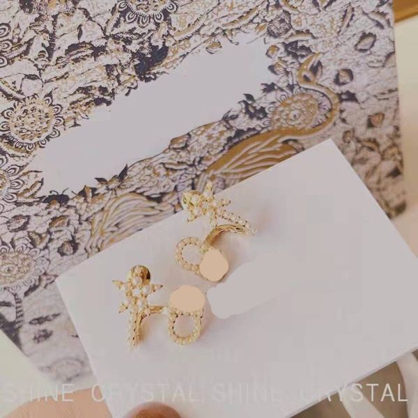 

70% off dijia / letter pearl earrings 2021 inlaid with star, Golden;silver