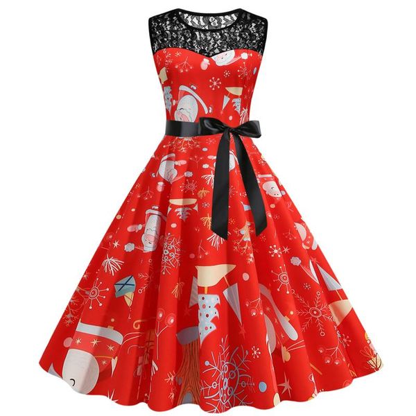 

casual dresses women christmas sleeveless lace 1950s housewife evening party prom vintage elegant dress vestido feminino 2021, Black;gray