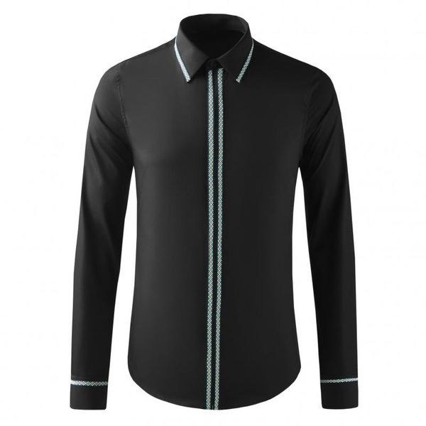 Neue Baumwolle Männliche Hemden Luxus Langarm Einfache Band Casual Herren Hemden Mode Slim Fit Party Smoking Mann Shirts 4XL