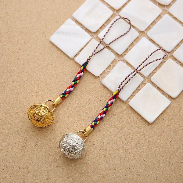 

bag parts & accessories 10 pcs hand woven lovers bell mobile phone chain pendant men's and women's metal key ring ornament gift, Black