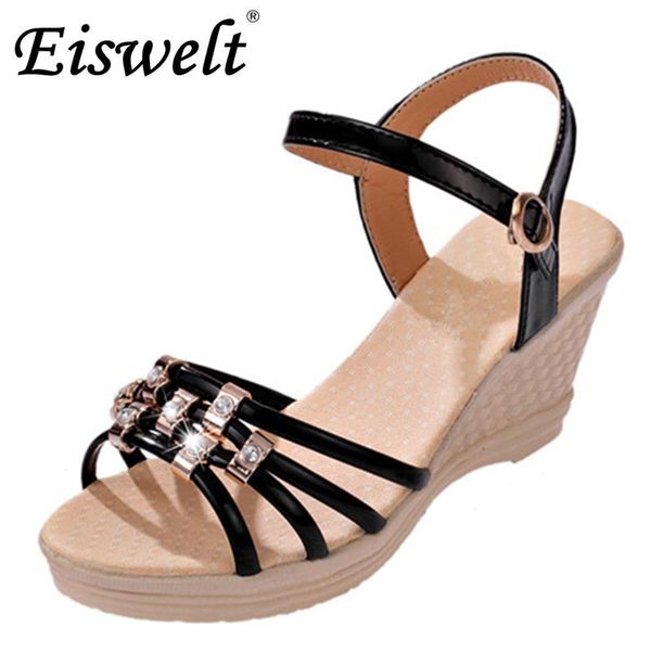 

eiswelt fashion women sandals summer shoes open toe sandals#zjf16, Black