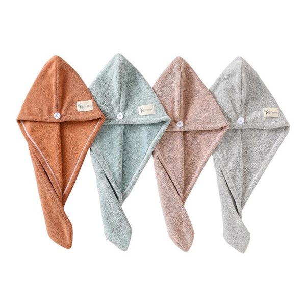 

household bathroom hair-drying towel shower caps water absorbent bathing solid soft button