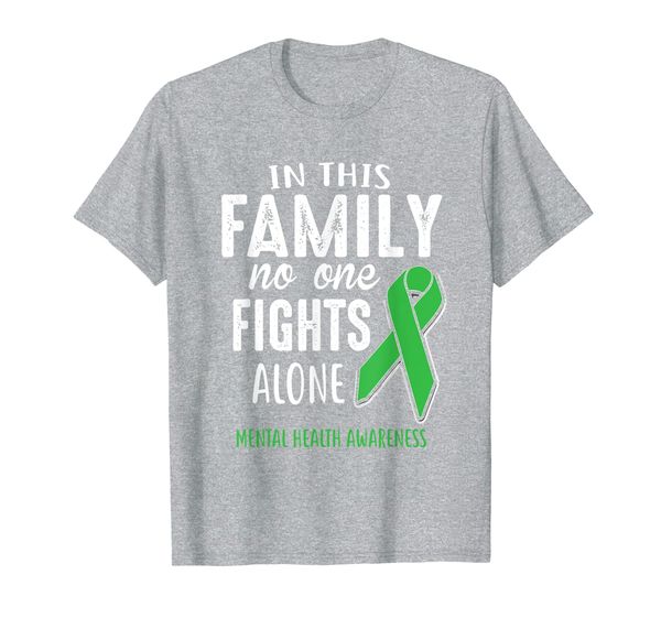 

in this family no one fights alone mental health awareness t-shirt, White;black