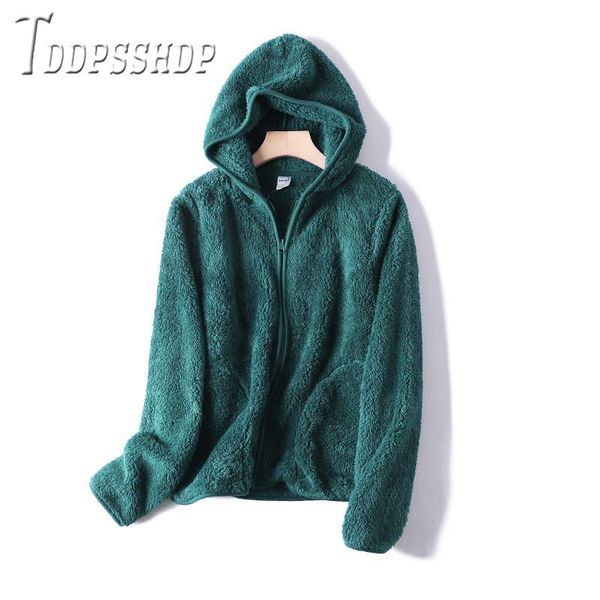 

women's jackets 2021 autumn winter hooded women coat lining with fluff warm female jacket, Black;brown