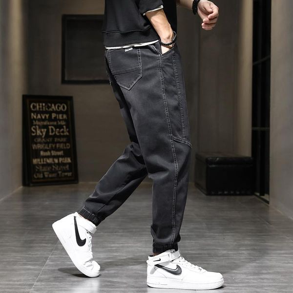 

men's jeans autumn and winter loose harem pants with ankle-length are thin handsome casual trendy brand, Blue