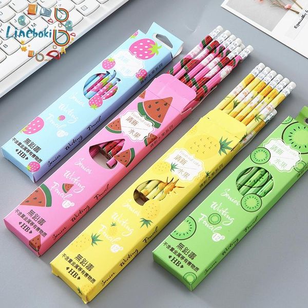 

12pcs/set fruit pencil wood environmental protection cute kawaii appearance school office writing stationery pencils