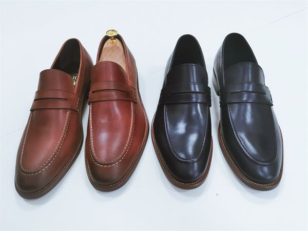 

designers business men's shoes loafers office/wedding waxed covide dry-roasted vintage color, lined with breathable pigskin, rubber non, Red;white