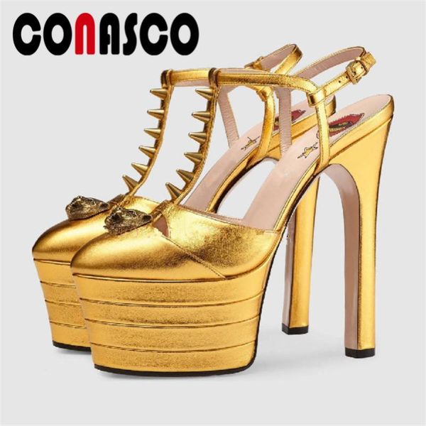 

dress shoes conasco prom night club pumps women fashion super high heels quality microfider summer sandals woman t-strap, Black