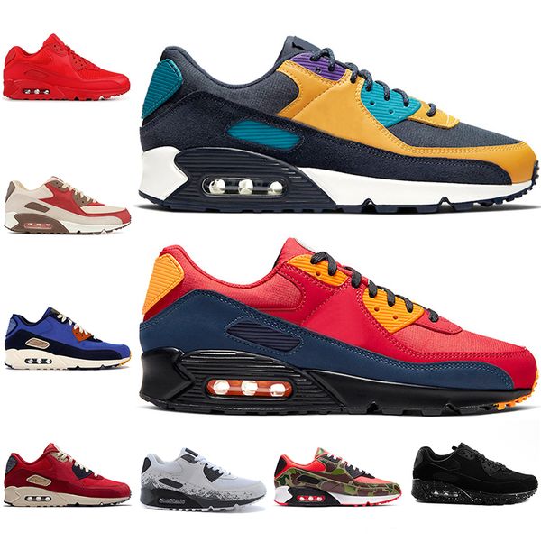 

with box 90 mens running shoes bred be true essential unc triple orange white black volt yellow univeristy red 90s women sports trainers sne