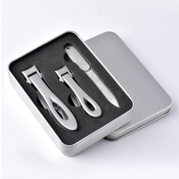 

3pcs/set nail clippers stainless steel cutter toenail file manicure trimmer for thick s with box 211007
