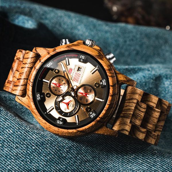 

wristwatches fashion wooden men watch natural zebra wood wristwatch with date and multiple time zone reloj hombre men's gift watches w-, Slivery;brown