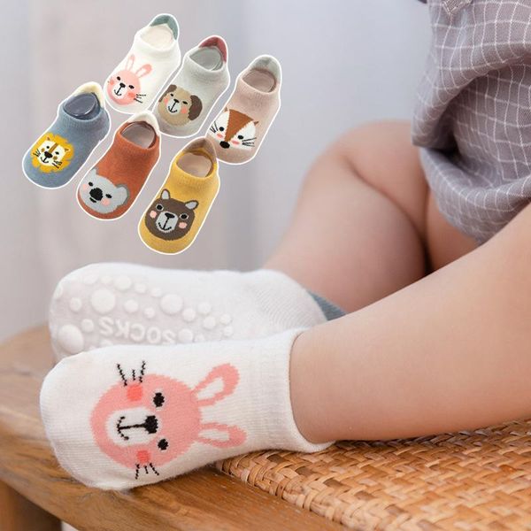 

cute cartoon baby socks animals print soft cotton girl boys short spring autumn toddler kids non-slip floor, Pink;yellow