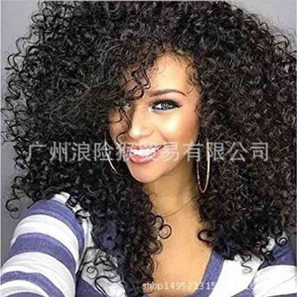 

cover black head rose net wig small curl, Black;brown