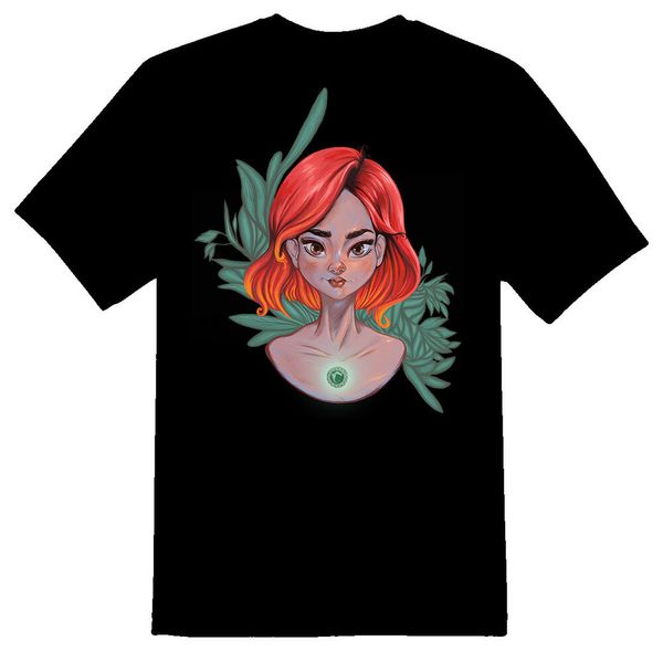 

black or white tee mida girl redhead, White;black