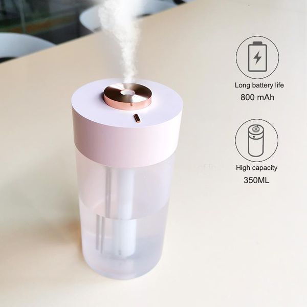 

humidifiers 350ml ultrasonic rechargeab humidifier diffuser portable usb hydrating face mist air led light fogger