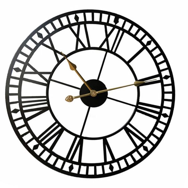 

1pc roman numerals clock wall hanging iron art time display pendant room arrangement clocks