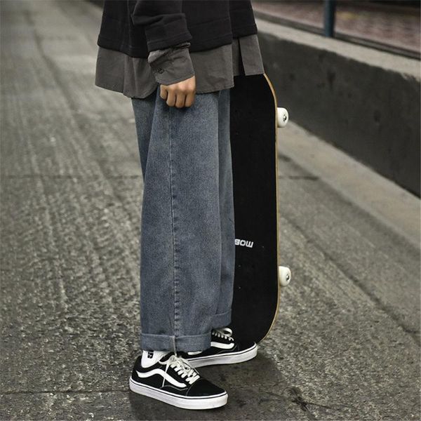 

women's jeans 2021 fashion solid girls straight pants trousers female harajuku high street denim bagge cool autumn boyfriend femme, Blue