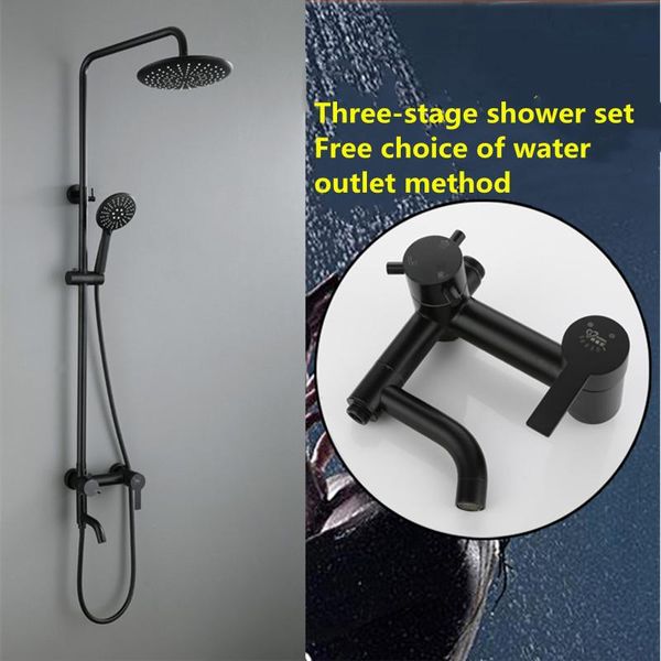 

black shower set 304 stainless steel household rain wall mounted bathtub mixer tap bathroom accessories sets