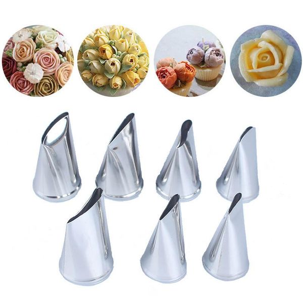 

baking & pastry tools stainless steel kitchen gadgets sugarcraft accessories rose nozzles 7pcs fondant decorating cream icing piping