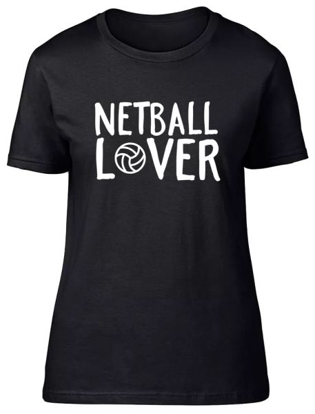 

netball lover fitted womens ladies t shirt, White;black