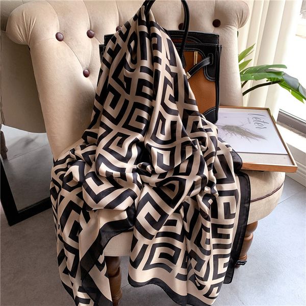 

70% off new new satin printing soft and skin friendly long decorative scarves women's beach towel gifts, Blue;gray