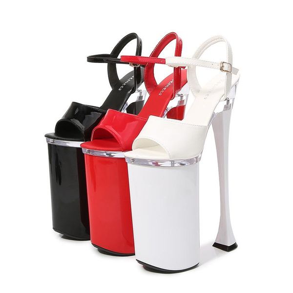 

mclubgirl 2021 super high heels 26cm model slippers women's work shoes show steel pipe dance platform lfd dress, Black