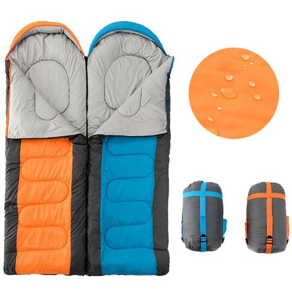 

camping sleeping bag splicing zipper double 4 season outdoor waterproof hiking envelope 220x75cm bags