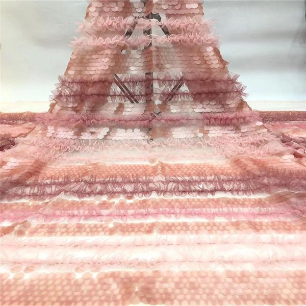 

ribbon african sequins 3d tulle lace fabric 2021 french nigerian embroidery, Pink;blue