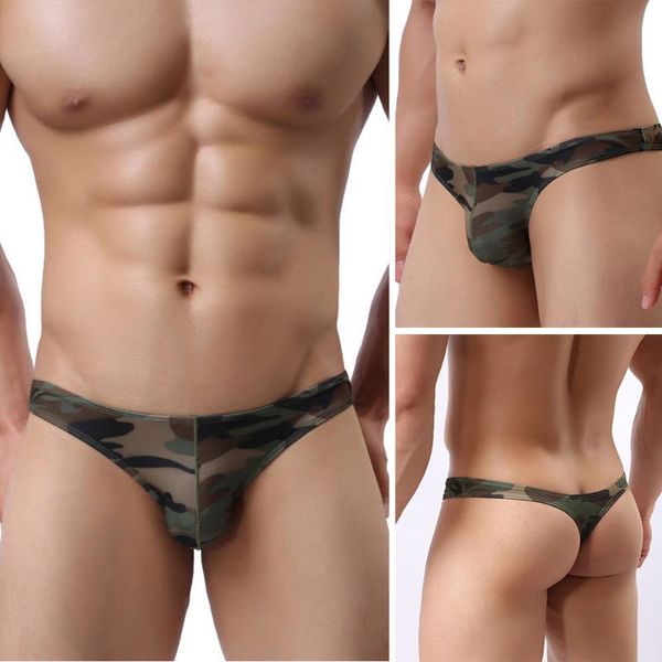 

underpants men camouflage underwear slip erotic mens boxer backless jockstrap string male thongs gay briefs, Black;white
