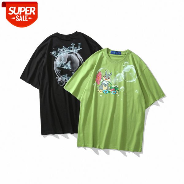 

lawfoo men's clothing bunny bubble print loose short sleeve t-shirt #vw80, White;black