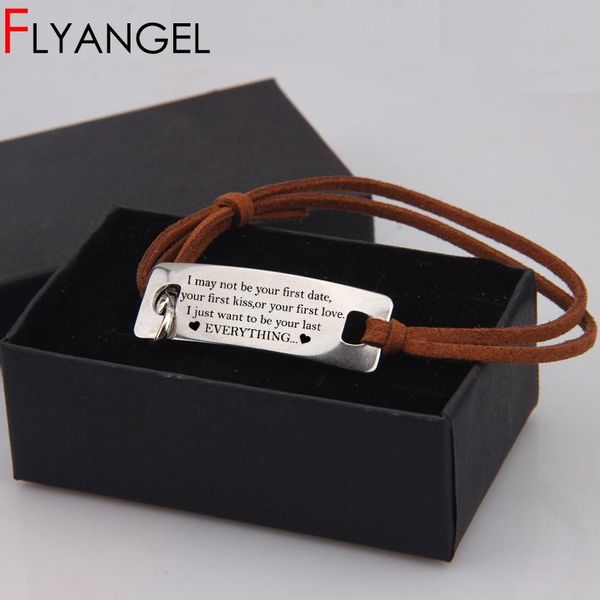 

charm bracelets creative engraved i may not be your first data everything simple adjustable bangle beautiful box lover couples gifts, Golden;silver