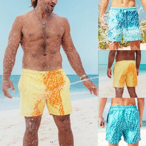 

men's swimming trunks parent-child style magical color change shorts quick dry summer swimwear beach pants, White;black