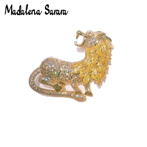 

pins, brooches madalena sarara zircon and crystal inlaid pearl brooch gol plated copper style fine lion pin for women jewelry, Gray