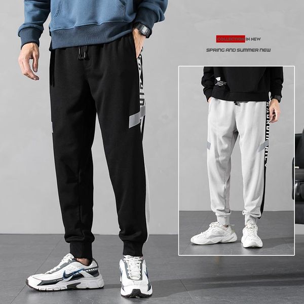 

men's jogger pants basic side stripe joggers running fleece track 8 colors man skinny streetwear men, Black