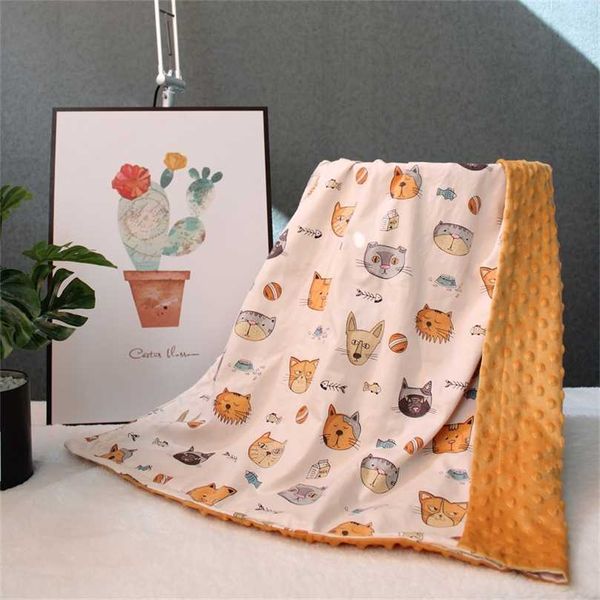 Coperta morbida per bambini in cotone e pile di corallo 3D, coprisedile posteriore per bambini Cartoon Kitten, coperta per passeggino, trapunta nata 211105